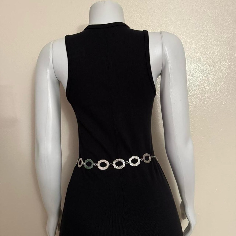 Silver tone metallic skinny chain belt - Picture 4 of 8